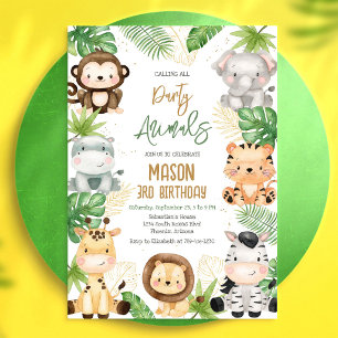 Calling All Party Animals Jungle Safari Birthday Invitation