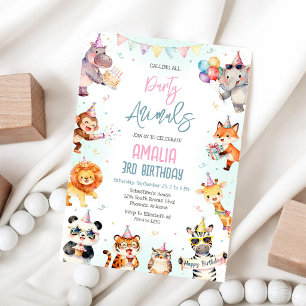 Calling All Party Animals Jungle Safari Birthday  Invitation