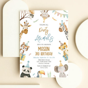 Calling All Party Animals Jungle Safari Birthday Invitation