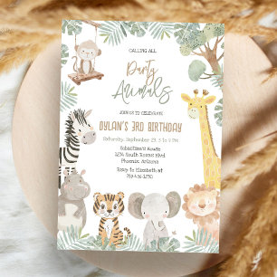 Calling All Party Animals Jungle Safari Birthday  Invitation