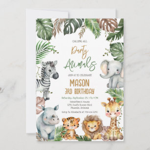 Calling All Party Animals Jungle Safari Birthday Invitation