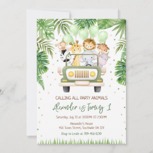 Calling All Party Animals Jungle Safari Birthday Invitation