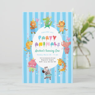 Calling All Party Animals, Kids Animal Theme Party Invitation