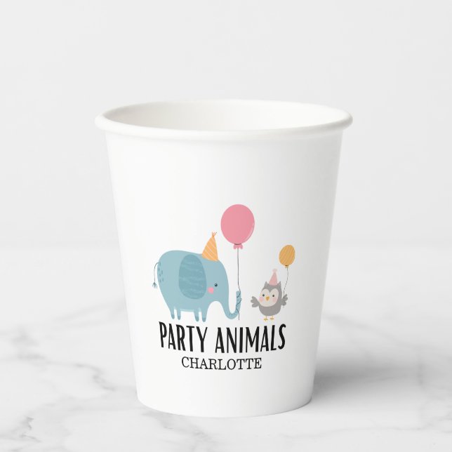 Calling All Party Animals Kids Birthday Paper Cups (Front)