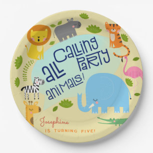 Calling all party animals kids birthday party paper plate