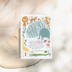 Calling All Party Animals! Modern Birthday Party  Thank You Card