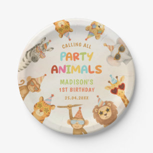 Calling All Party Animals Safari 1st Birthday Paper Plate