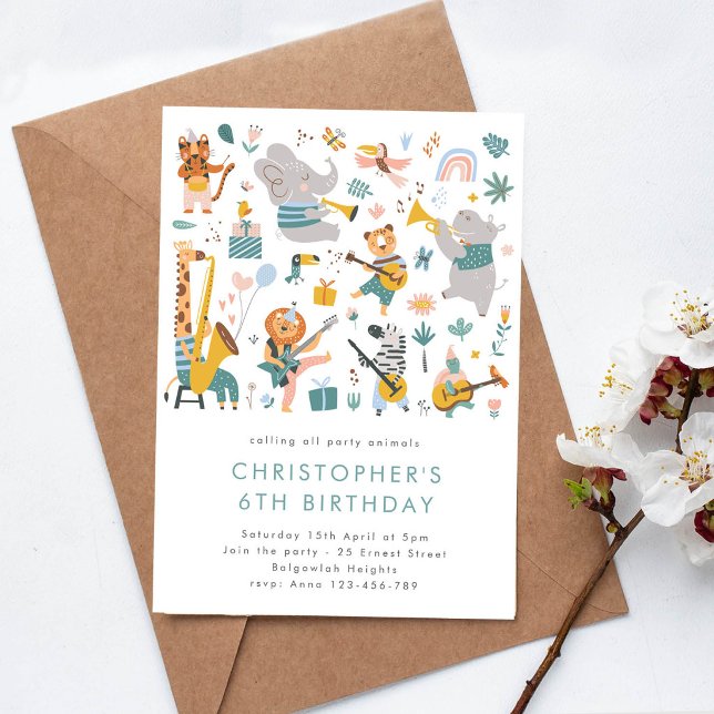 Calling all party animals Safari Animals Birthday  Invitation (Creator Uploaded)