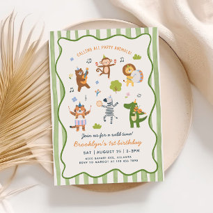Calling All Party Animals Safari Birthday Invitation