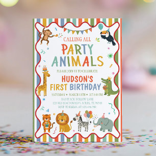Calling All Party Animals Safari Birthday Invitation
