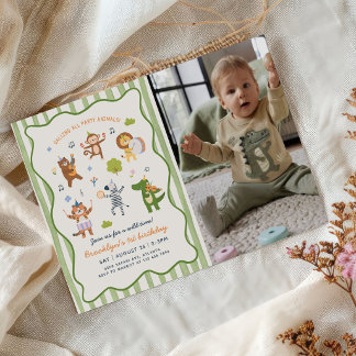 Calling All Party Animals Safari Birthday Photo Invitation