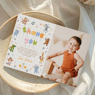 Calling All Party Animals Safari Birthday Photo Thank You Card