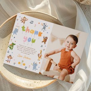 Calling All Party Animals Safari Birthday Photo Thank You Card