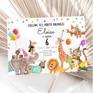 Calling All Party Animals Safari Boy Girl Birthday Invitation