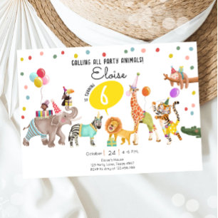 Calling All Party Animals Safari Boy Girl Birthday Invitation