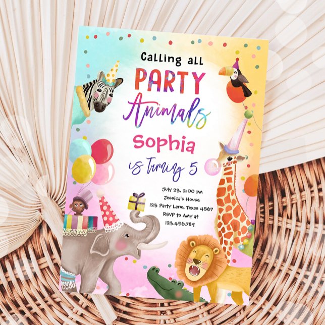 Calling All Party Animals Safari Jungle Birthday Invitation (Creator Uploaded)