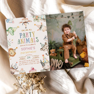 Calling All Party Animals Safari Zoo Birthday Invitation