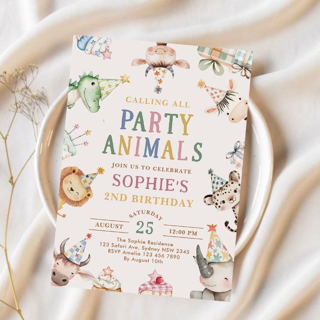 Calling All Party Animals Safari Zoo Birthday  Invitation (Creator Uploaded)