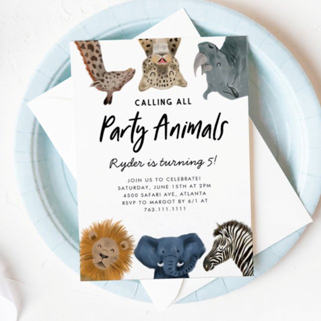 Calling All Party Animals Safari Zoo Birthday Invitation (Creator Uploaded)