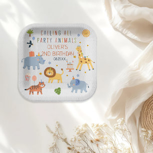 Calling All Party Animals Safari Zoo Birthday Paper Plate