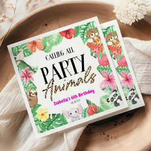 Calling All Party Animals Tropical Birthday Party Napkin
