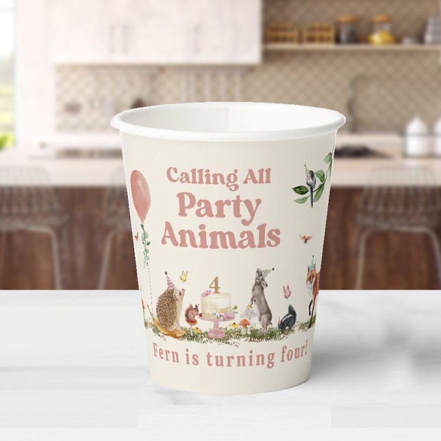 Calling All Party Animals Woodland Girl Birthday Paper Cups (Creator Uploaded)