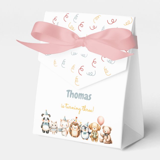 Calling all pawty animals birthday party favour box (Front Side)