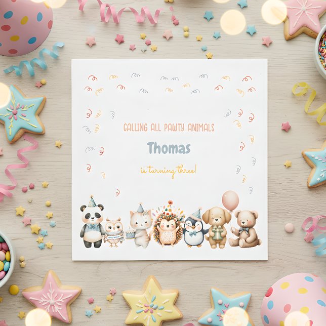 Calling all pawty animals birthday party napkin (Creator Uploaded)
