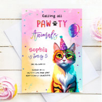 Calling All Pawty Animals Cat Kitten Girl Birthday