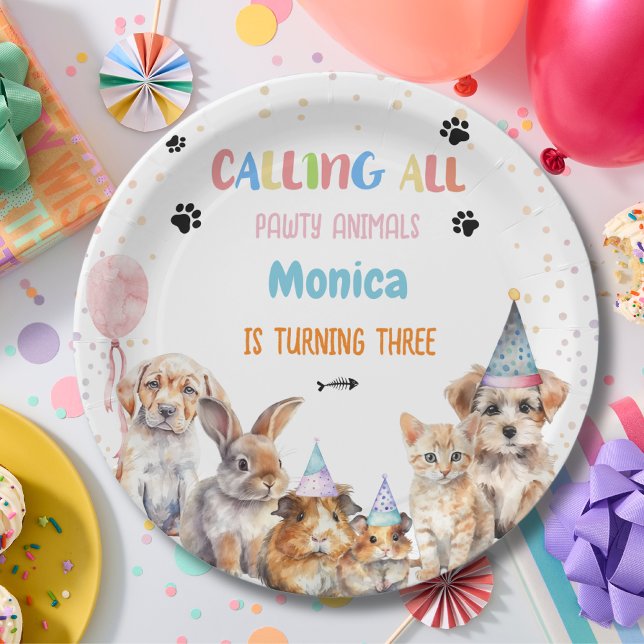Calling all pawty animals wild birthday party paper plate (Creator Uploaded)