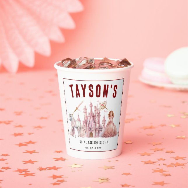 Calling All Princesses Magical Castle 8th Birthday Paper Cups (Insitu)