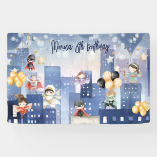 Calling all superheroes kids birthday banner