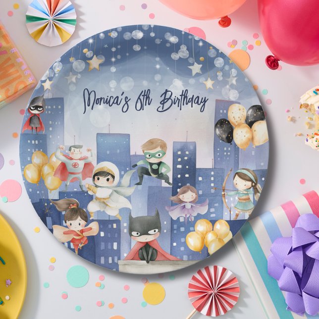 Calling all superheroes kids birthday paper plate (Creator Uploaded)