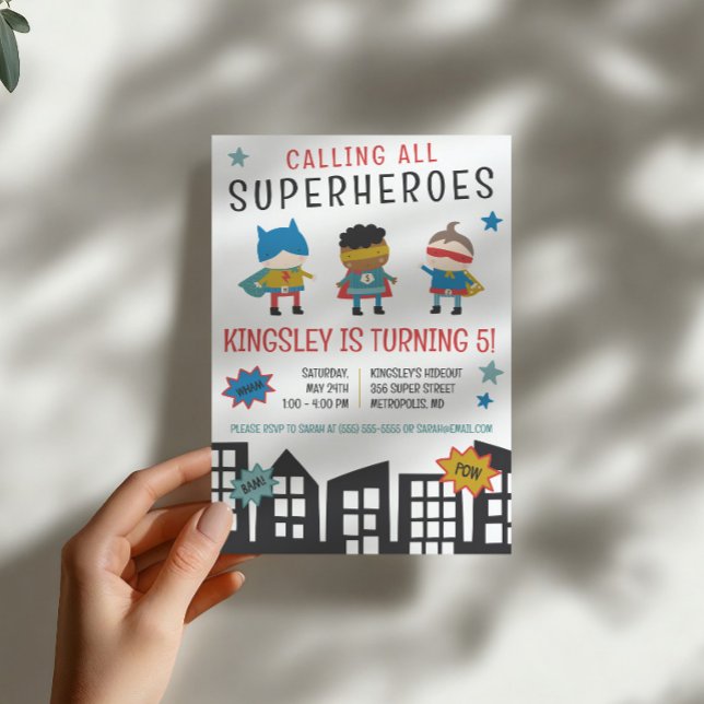Calling all Superheroes!  Superhero Birthday Party Invitation (Creator Uploaded)