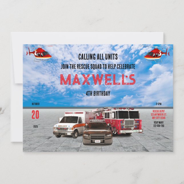 Calling All Units Birthday Invitation (Front)