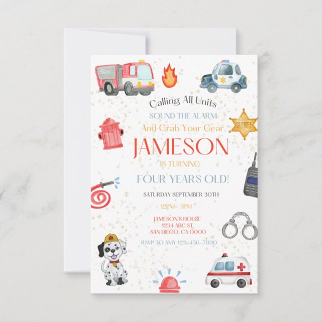 Calling All Units Birthday Invitation (Front)