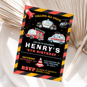 Calling all units Police Birthday Party Invitation