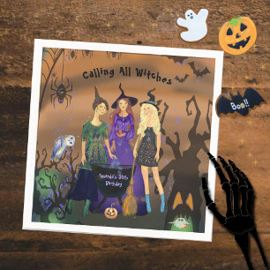 Calling All Witches Halloween Birthday Napkin