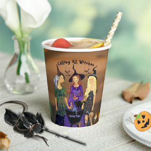 Calling All Witches Halloween Birthday Party Paper Cups