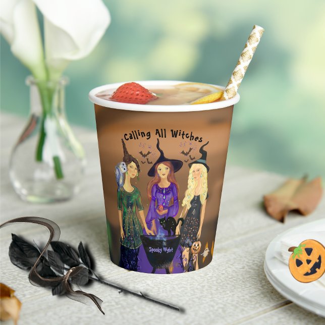 Calling All Witches Halloween Birthday Party  Paper Cups (Calling All Witches Halloween Birthday Party Paper Cups)