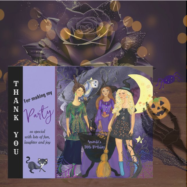 Calling All Witches Halloween Birthday  Thank You Card (Calling All Witches Halloween Birthday Thank You Card)