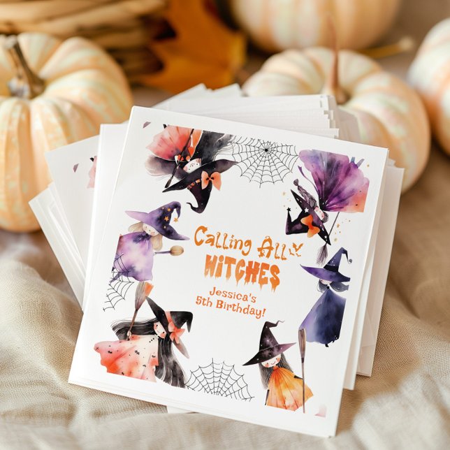 Calling all witches Halloween Costume party Napkin (Creator Uploaded)