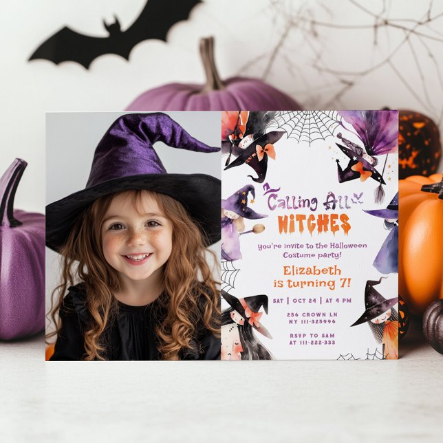 Calling all witches Halloween Costume party photo Invitation (Creator Uploaded)