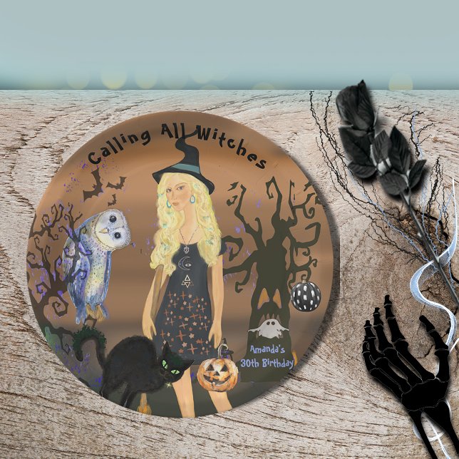 Calling All Witches Halloween Party Birthday  Paper Plate (Calling All Witches Halloween Party Birthday Paper Plates)