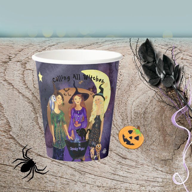 Calling All Witches Halloween Purple  Paper Cups (Calling All Witches Halloween Purple Paper Cups)