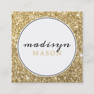 CALLING CARD circle border black gold glitter