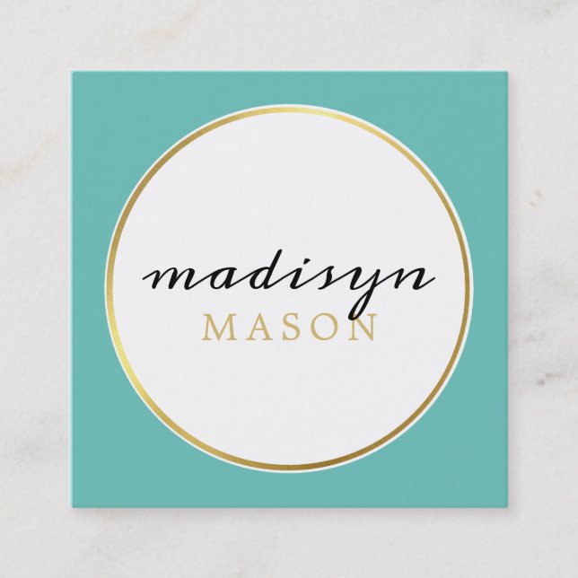 CALLING CARD circle border black gold jade green (Front)