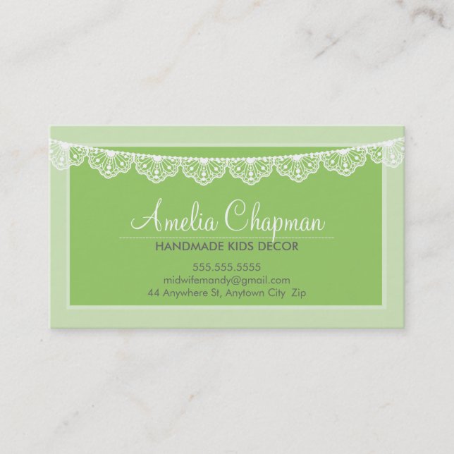 CALLING CARD cute creative lace bunting green (Front)