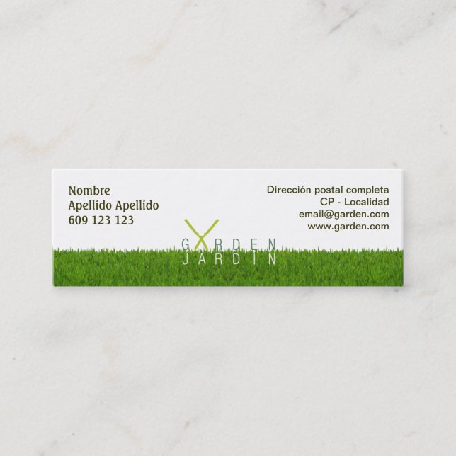 Calling card Garden_jardín 76x25mm (Front)