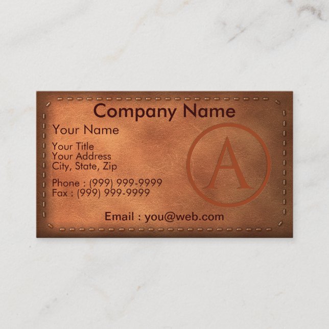 calling card leather letter A (Front)